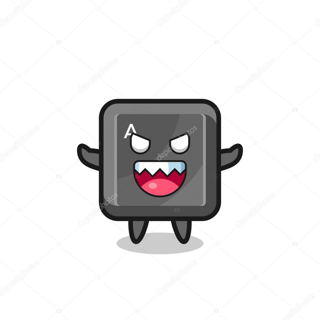 illustration of evil keyboard button mascot character , cute design
