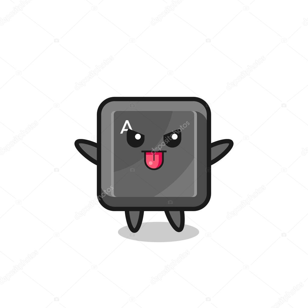 naughty keyboard button character in mocking pose , cute design