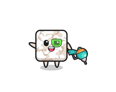 Seramik fayans karikatürü geleceğin savaşçı maskotu, şirin tasarım