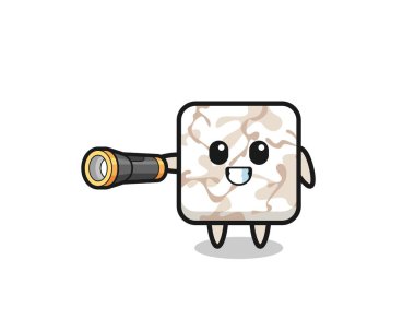 seramik fayans maskotu elinde el feneri, şirin tasarım