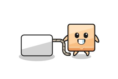 Pizza kutusu karikatürü güzel bir afiş asıyor.