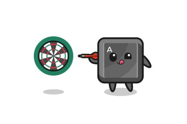 Şirin klavye tuşu dart oynuyor, şirin tasarım.