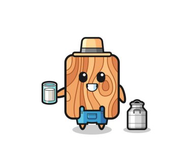 Sütçü olarak ahşap karikatür, şirin tasarım.