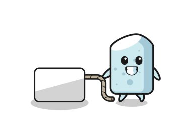 Tebeşir karikatürü bir afiş çekiyor, şirin bir tasarım.