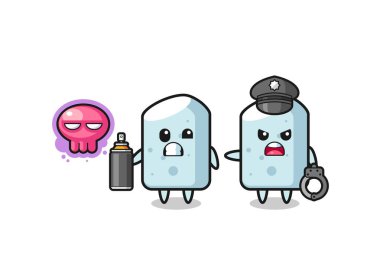 Tebeşir karikatürü vandallık yapıyor ve polis tarafından yakalandı, şirin bir tasarım.