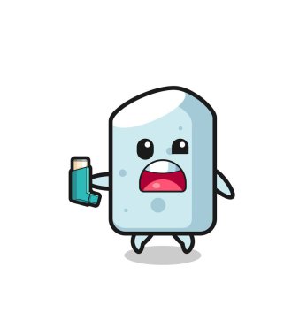 Tebeşir maskotunun astımı vardı. Astım spreyini tutarken, şirin bir tasarım.