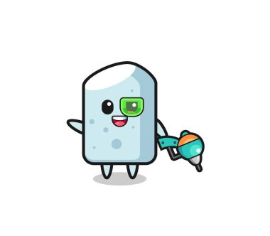 Gelecekteki savaşçı maskotu olarak tebeşirle çizilmiş şirin bir tasarım.