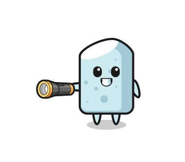 El feneri tutan tebeşir maskotu, şirin tasarım.