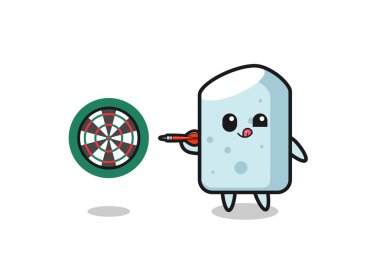 Sevimli tebeşir dart oynuyor, şirin tasarım.