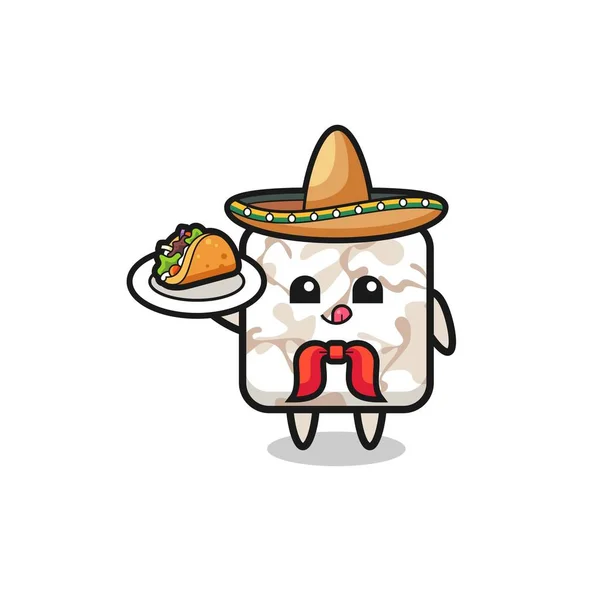 Baldosas Cerámica Mascota Chef Mexicano Celebración Taco Lindo Diseño — Vector de stock