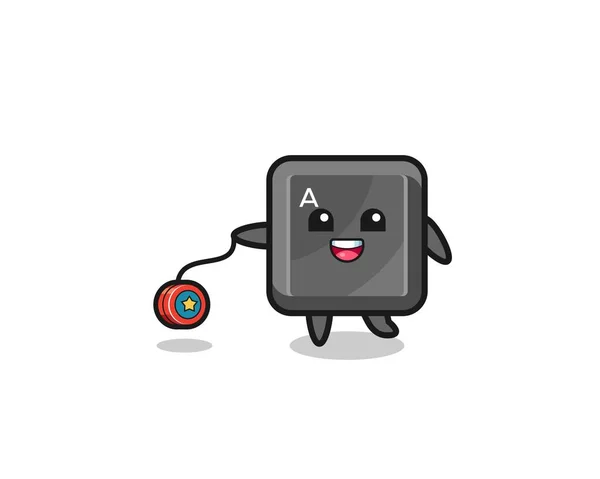Κινουμένων Σχεδίων Χαριτωμένο Κουμπί Πληκτρολόγιο Παίζει Ένα Yoyo Χαριτωμένο Σχεδιασμό — Διανυσματικό Αρχείο
