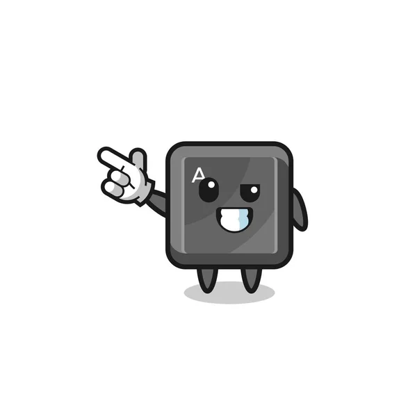 Touche Clavier Mascotte Pointant Haut Gauche Design Mignon — Image vectorielle