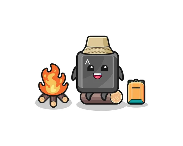 Camping Illustration Bouton Clavier Dessin Animé Design Mignon — Image vectorielle