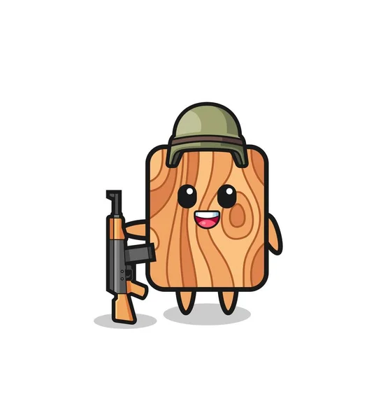 Linda Mascota Madera Tablón Como Soldado Lindo Diseño — Vector de stock