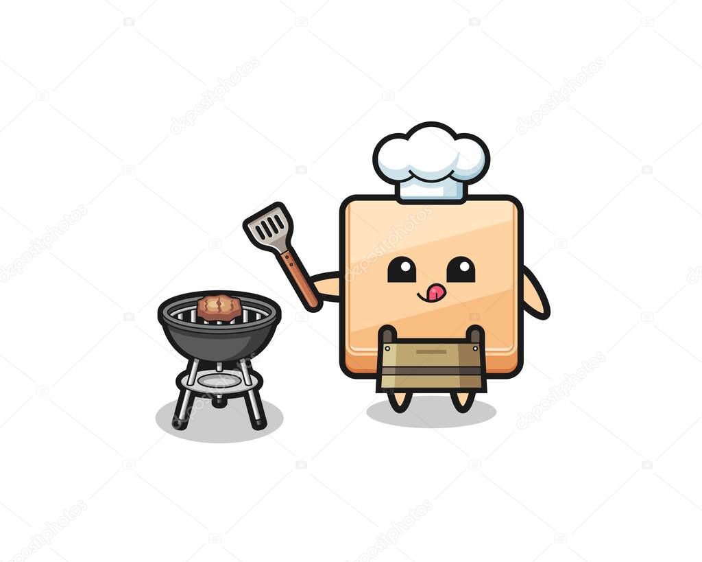 pizza box barbeque chef with a grill , cute design