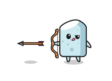 Okçuluk yapan tebeşir karakteri çizimi, şirin tasarım