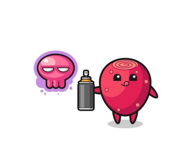 Armut dikenli karikatür. Sprey boyalı bir graffiti yap. Şirin tasarım.