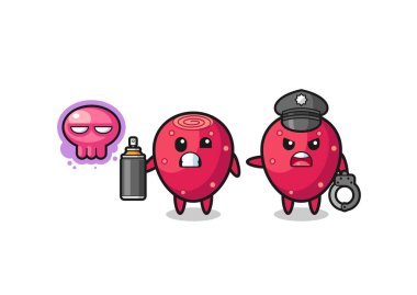 Armut dikenli çizgi film vandalizm yapıyor ve polis tarafından yakalandı, şirin tasarım.