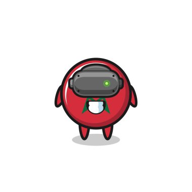 Şirin Fas bayrağı VR kulaklık kullanıyor, şirin tasarım