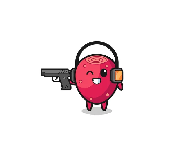 Illustration Prickly Pear Cartoon Doing Shooting Range Cute Design — Stock Vector