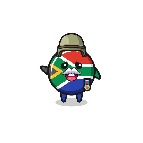 Cute South Africa Flag Veteran Cartoon Cute Design — Stock Vector