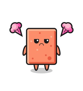 Şirin tuğla çizgi film karakterinin rahatsız edici ifadesi, şirin tasarım.