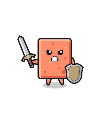 Şirin tuğla asker kılıç ve kalkanla savaşıyor, şirin tasarım.