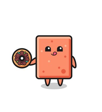 Çörek yiyen tuğla karakterin güzel bir tasarımı.