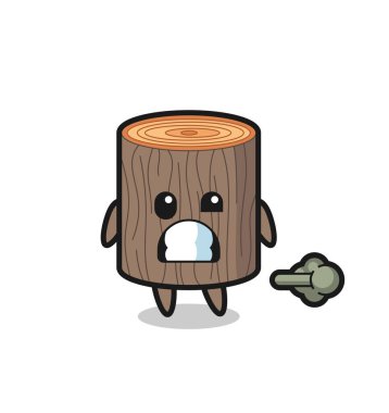 Ağaç kütüğü çizgi filminin osuruk çizimi, şirin tasarım.