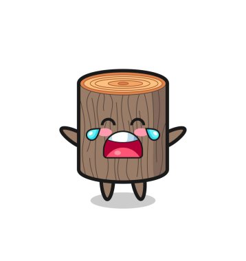 Ağlayan ağaç kütüğü güzel bebek, şirin tasarım.