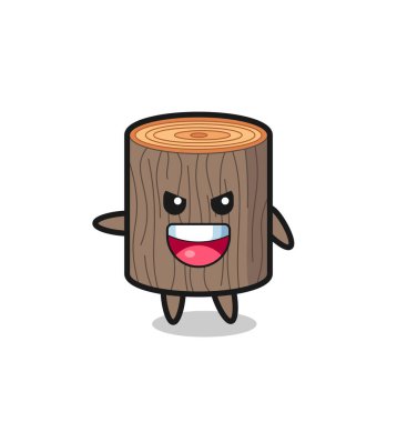 Çok heyecanlı duruşu olan ağaç kütüğü karikatürü, şirin tasarım.