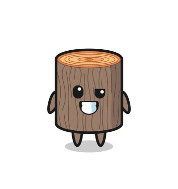 Şirin ağaç gövdesi maskotu iyimser bir yüzü ve şirin bir tasarımı var.