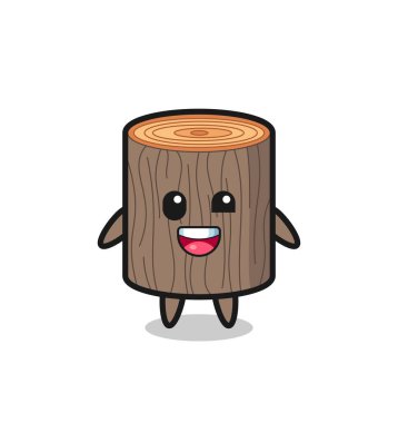 Garip pozları olan bir ağaç kütüğü karakteri tasviri, şirin tasarım.