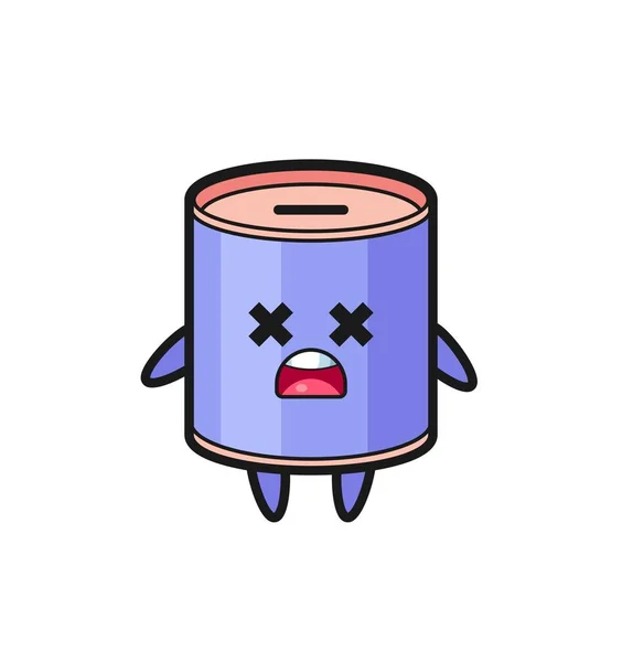 Dead Cylinder Piggy Bank Mascot Character Cute Design — Stock Vector