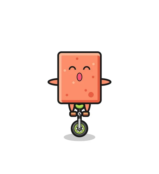 귀여운 캐릭터는 서커스 자전거를 있습니다 귀여운 디자인이죠 — 스톡 벡터