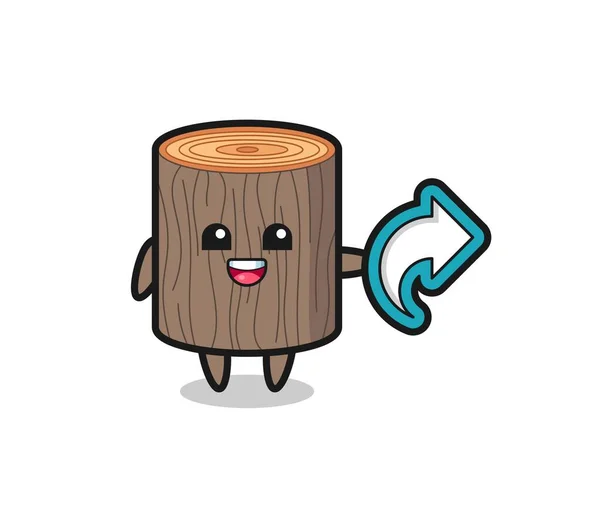 かわいい木の切り株はソーシャルメディアの共有シンボルを保持し かわいいデザイン — ストックベクタ