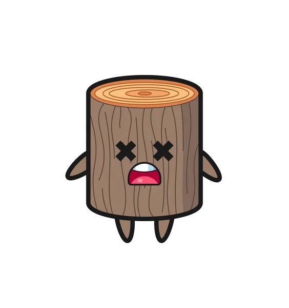 死んだ木の切り株のマスコットキャラクターかわいいデザイン — ストックベクタ