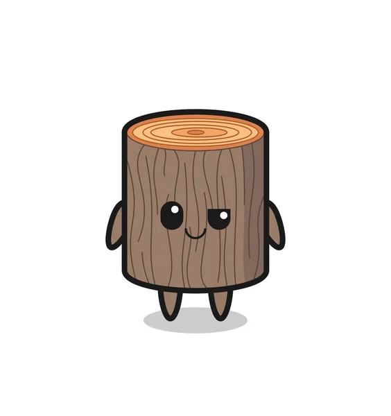 傲慢な表情でかわいいデザインの木の切り株の漫画 — ストックベクタ