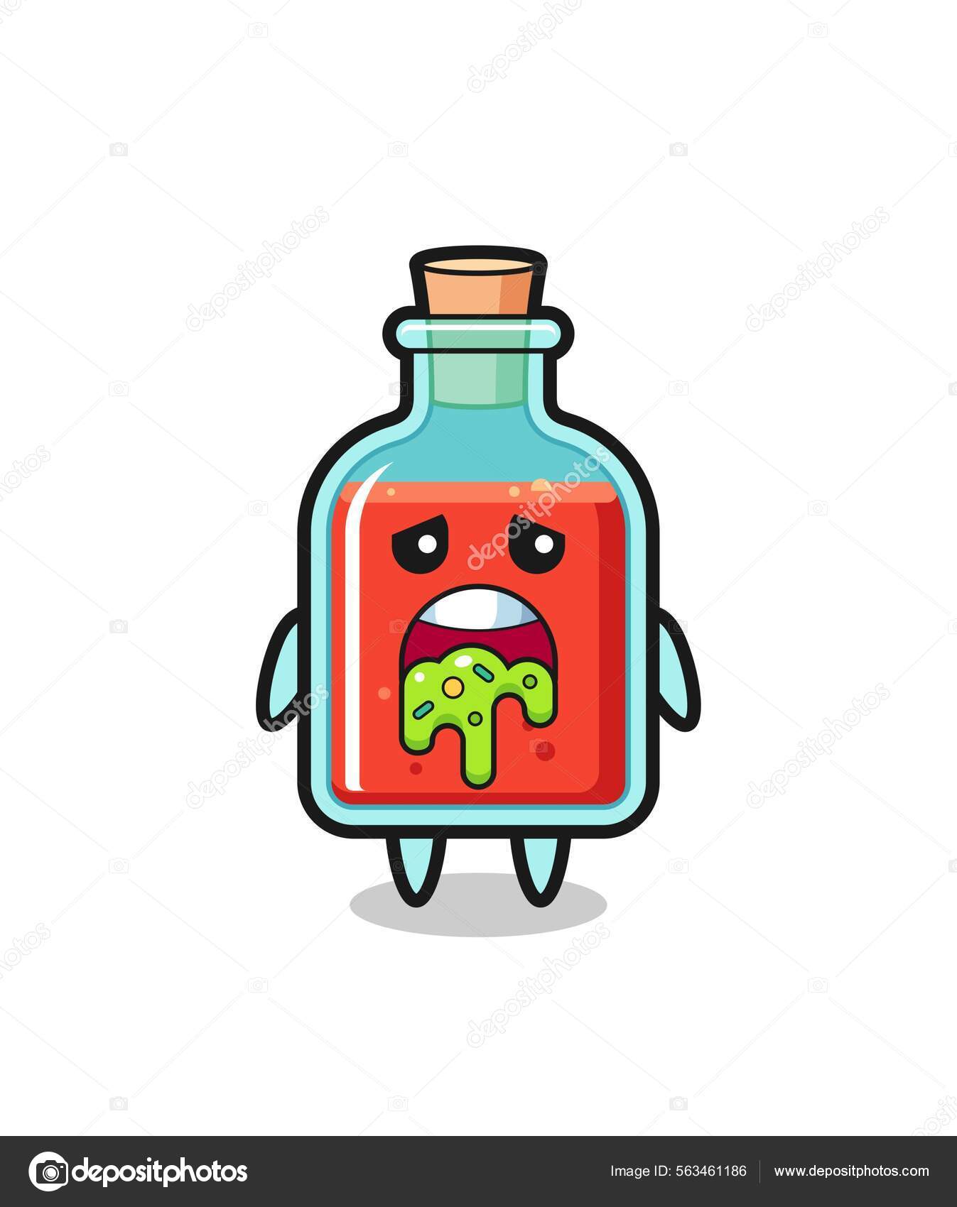 Cute Square Poison Bottle Character Wrke Cute Design Векторное.