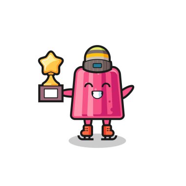 Buz patencisi rolünde jöle çizgi filmi. Kazanan kupa, şirin tasarım.