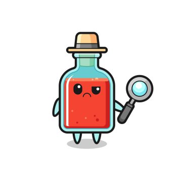 Şirin kare zehir şişesinin maskotu. Dedektif olarak, şirin bir tasarım.