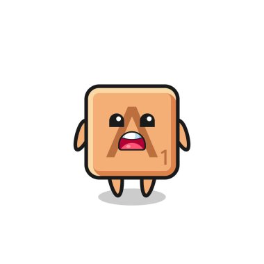 Özür dileyen yüz ifadeli Scrabble çizimi, özür dilerim, şirin tasarım.