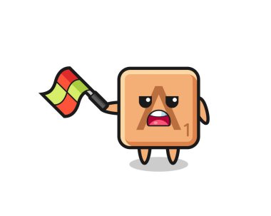 Çizgi film, çizgi film yargıcının bayrağı 45 derecelik açıyla kaldırması, şirin bir tasarım.