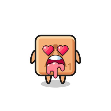 Sevimli bir Scrabble 'ın aşık olma ifadesi kalp şeklinde gözler, şirin bir tasarım.