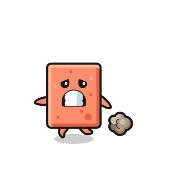 Korkuyla koşan tuğlanın çizimi, şirin tasarım.