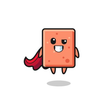 Uçan bir süper kahraman olarak sevimli bir tuğla karakter, şirin bir tasarım.