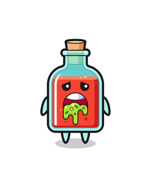 Cute Square Poison Bottle Character Wrke Cute Design — стоковый вектор