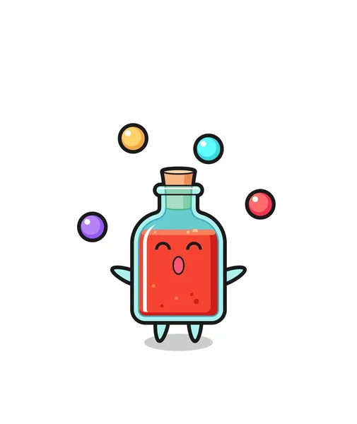 Square Poison Bottle Circus Cartoon Juggling Ball Cute Design — ストックベクタ