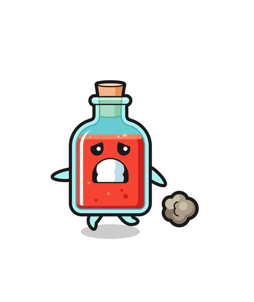 Illustration Square Poison Bottle Running Fear Cute Design — ストックベクタ