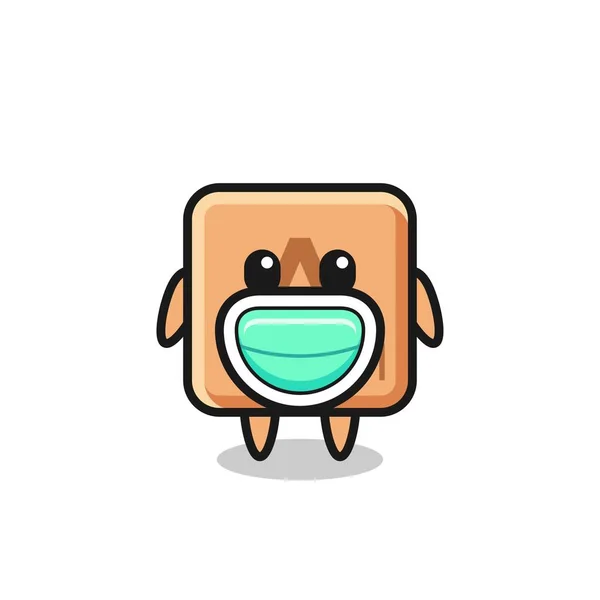 Schattig Scrabble Cartoon Dragen Van Een Masker Schattig Ontwerp — Stockvector